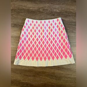 Boden Women's Size US 6 Petite Skirt Textured Embroidered Pink Diamond ALine B38
